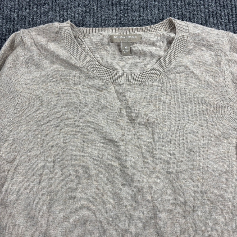 Banana Republic Sweater Women Medium Beige Crossover Back Crew Neck 244194-01